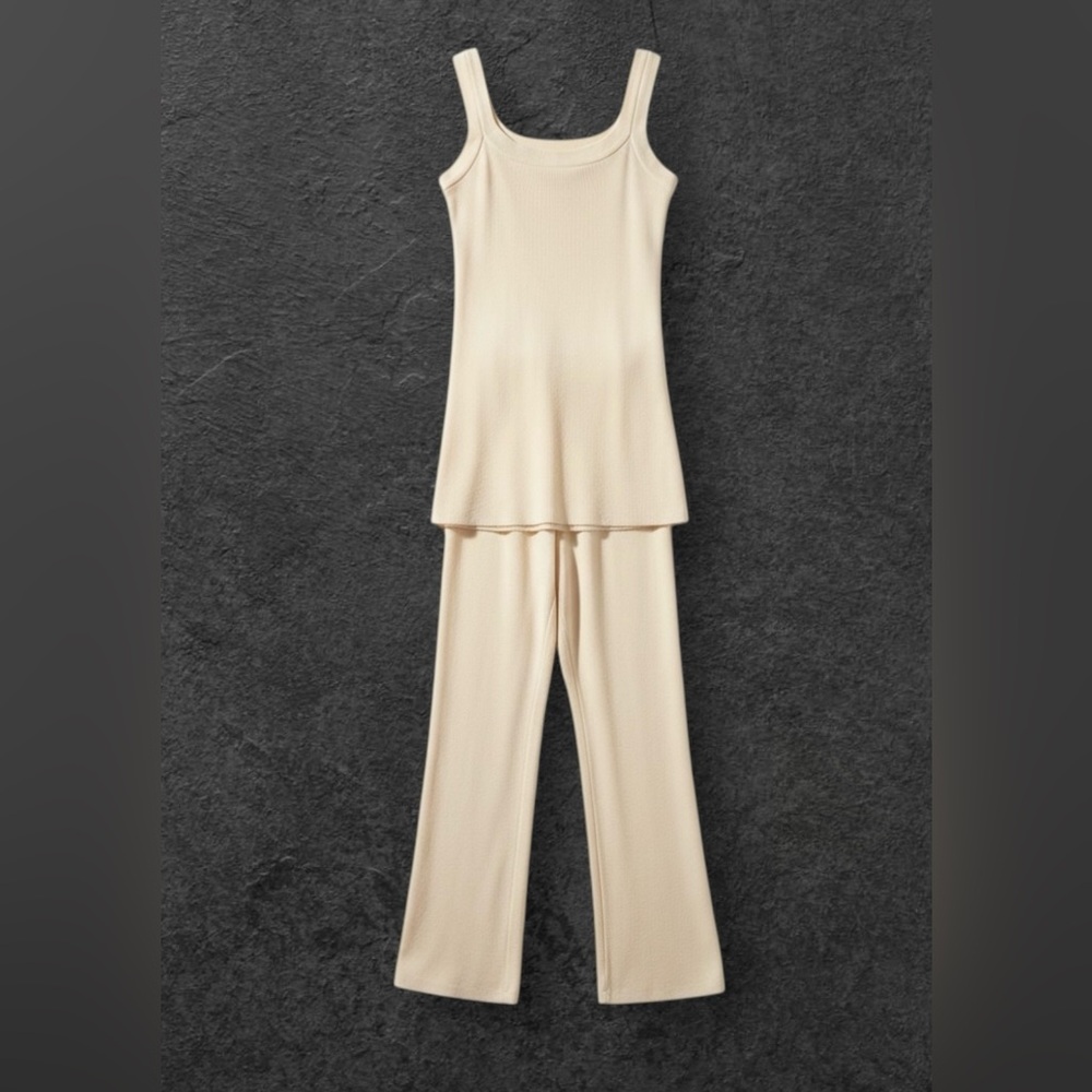 Petit Pois Chiffon Knit Sleeveless Top and Pants Set - Cream - Women’s Size S